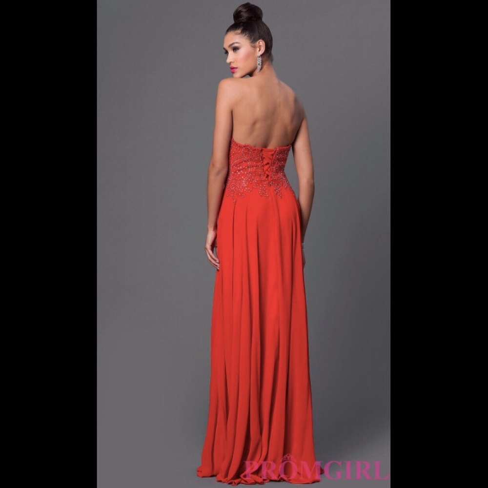 Strapless red gown